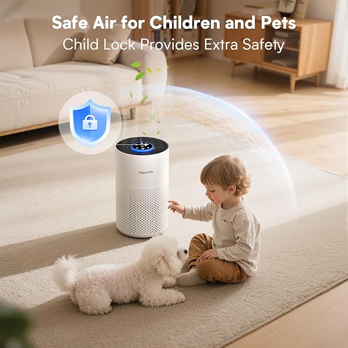 Upgraded Air Purifiers for Bedroom & Home with H14 True HEPA Filter, Covers Up to 1280ft², 360° Air Intake, Quiet Pet Air Purifier, Fragrance & Timer,Removes Smoke, Pet Dander & Pollen,White
