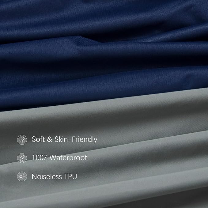 Crib Sheets Waterproof 2 Pack, Crib Mattress Protector, Toddler Fitted Crib Sheet Neutral, Ultra Soft & Breathable Toddler Bed Sheets for Boys and Girls, Grey & Navy