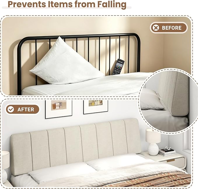 King Size Headboard Only-No Assembly, Upholstered Headboard King Size Linen Fabric Modern Style Headboards Extra-Thick, Beige