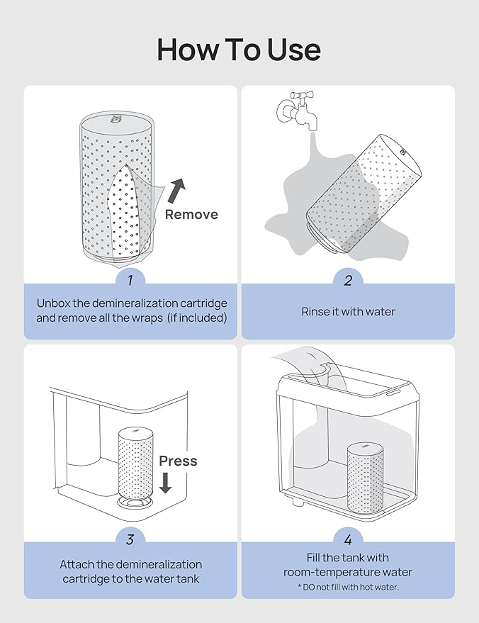 DREO Scale-Inhibitor Cartridge 3-Pack for Humidifiers, Compatible with Dreo Humidifiers HM512S/713/713S/717S, Prevent Mineral Build-up, Filter Hard Water, Eliminate White Dust