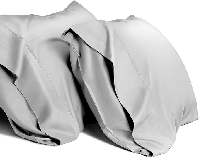 WishSmile Standard Pillow Cases Cooling Pillowcases Set of 2 Breathable Cool Silky Soft Rayon Derived from Bamboo Fabric,Hair and Skin Friendly,Light Gray,20x26IN