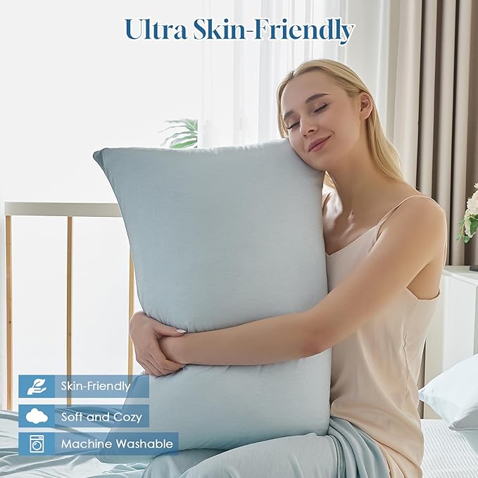 CHOSHOME Cooling Pillow Cases Zipper Pillow Covers Q-Max > 0.45 Zippered Pillowcases for Hot Sleepers, Soft, Breathable, Skin-Friendly, 2 Pack (King, 20"x36", Ice Blue)