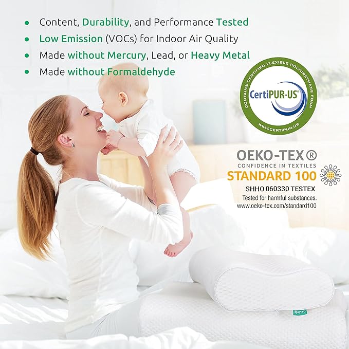 UTTU Cervical Pillow for Neck Pain Relief, Memory Foam Neck Pillow for Sleeping, Adjustable Orthopedic Sandwich Pillow, Contour Cooling for Side Back Stomach Sleeper, Queen(23.6"×13.8"×5.2"/4.5")