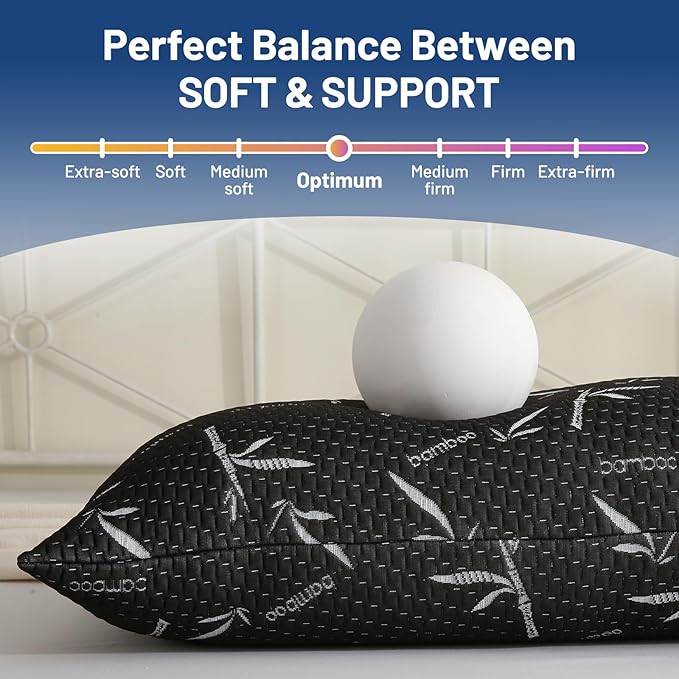 Primesoft Full Body Pillow with Removable Pillowcase for Adults,（Memory Foam Filling）（Long Pillow for Side Sleepers） （Fluffy and Firm）（Adjustable Filling）（20×54 Inch，Black）