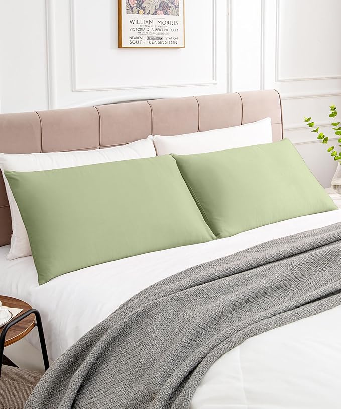 Warmstar Cotton Pillow Cases Standard Size Set of 2, 600 Thread Count Pillowcases 20x26 Inches, Soft Long Staple Cotton Pillowcases Breathable with Envelope Closure,Sage Green
