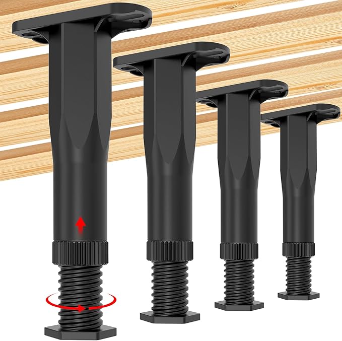 4PCS Adjustable Bed Frame Support Legs (8.3"-14.5" ), Frame Center Slats Heavy Support Leg, Extra Durable Furniture Suport Feet, for Frame/Sofa/Dresser/Chair/Table, Legs Furniture Replacement Parts