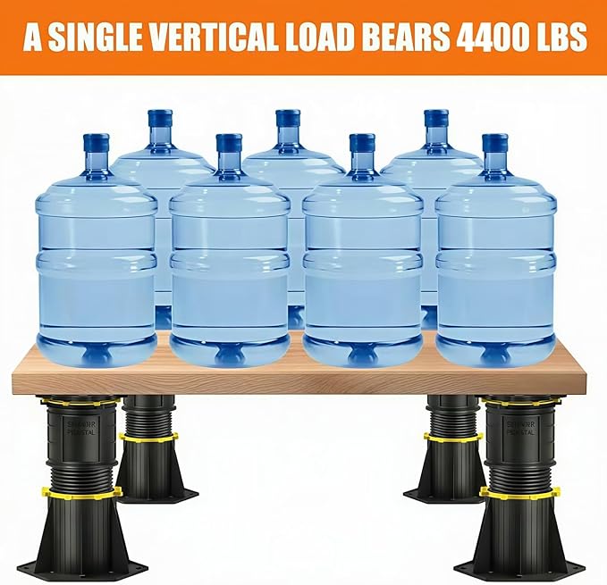 4 Pcs Adjustable Bed Support Legs 6.9-9.8 Inch, 4400LBS Heavy Duty No Drill Bed Frame Center Support, Anti-Wobble Bed Slats Support for Wooden Slats/Bed Base (6.9-9.8 inch (4pcs))