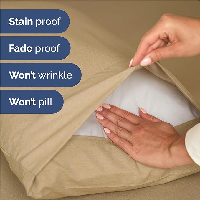 Split King 7 Piece Sheet Set - Comfy, Breathable & Cooling - Soft Hotel Luxury Bedding for Women, Men, Kids, Teens & Children - 1 Flat & 2 Fitted Sheets & 4 Pillowcases w/ Deep Pockets - Heathered Tan