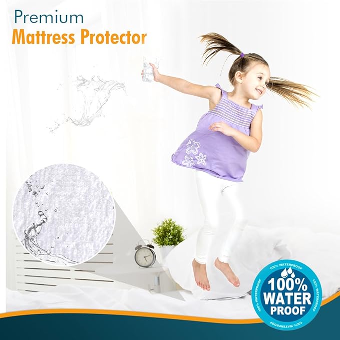 PlushDeluxe Mattress Protector, Waterproof Mattress Cover, Breathable Soft Cotton Terry Surface, Mini-Crib - 27"X 39"