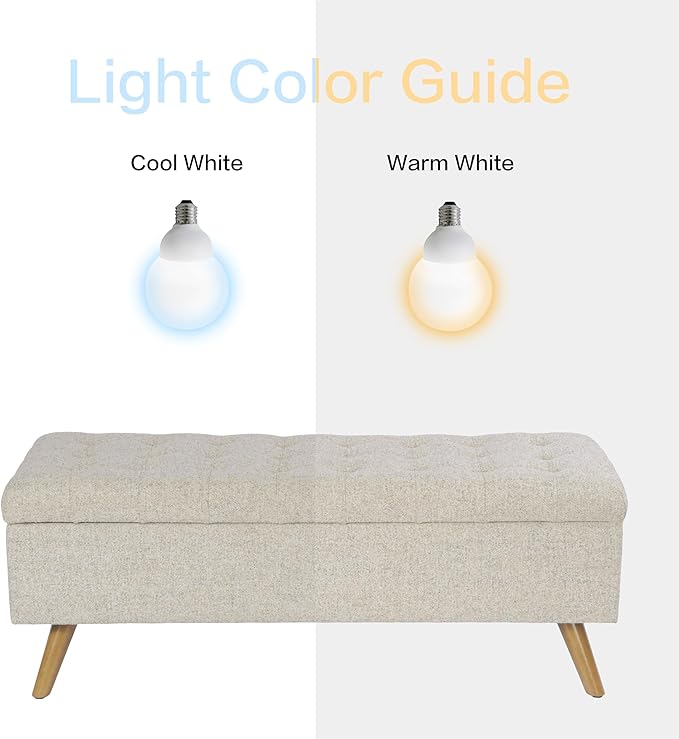 HomePop Modern Tufted Storage Bench - Textured Cream Fabric