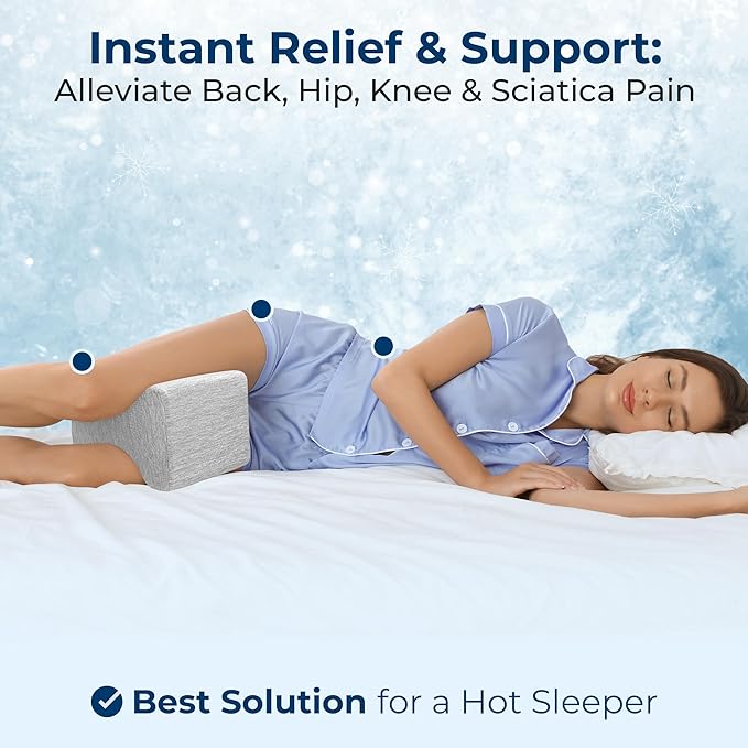 5 STARS UNITED Large Knee Pillow for Side Sleepers - Hip Pain Relief, Memory Foam Leg Cushion for Side Sleeping - Between Legs Pillow for Sciatica & Lower Back Pain, Arctic Gray