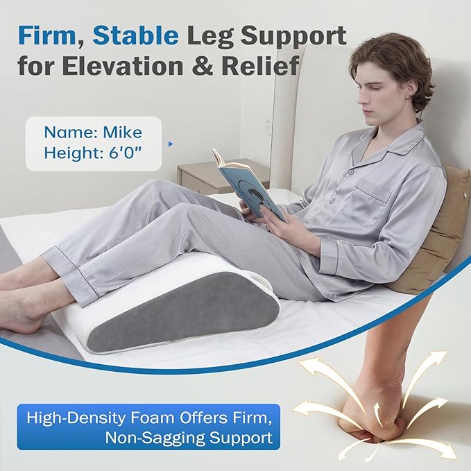 Vekkia Knee Pillow for Back Sleeping, 7" Wedge Pillow for Knees & Leg, Versatile Wedge with Dual Handles,Comfortable Support for Post-Surgery, Lower Back&Hip Pain Relief, Blood Circulation, Swelling