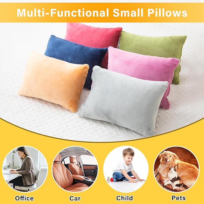 1 MIDDLE ONE 2 Pack Small Pillow, Memory Foam Mini Pillow 11 X 7 Inches for Travel, Sleeping, Nap and Neck, Knee, Lumbar Support, Tiny Cushion for Pet, Dogs (Camel)