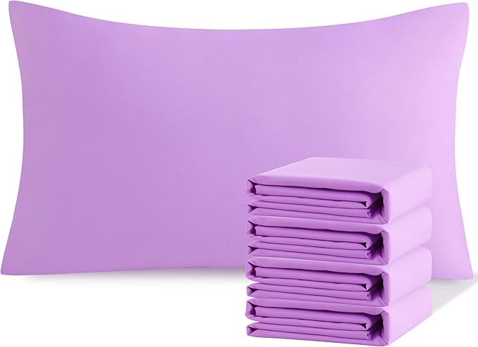 NTBAY Queen Pillowcase Set - 4 Pack Brushed Microfiber 20x30 Pillowcases - Soft, Wrinkle-Free, Fade-Resistant, Stain-Resistant, Light Purple Pillowcases with Envelope Closure - 20x30 Inches