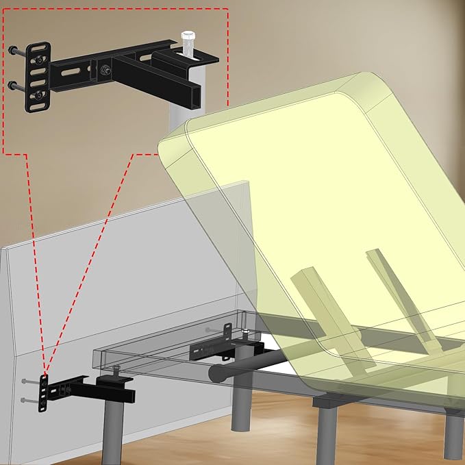 2 Pack Headboard Bracket Kit for Metal Bed Frame, Adjustable Headboard & Footboard Extension Brackets, Fits Twin, Full, Queen, King Size Bed, Matte Black