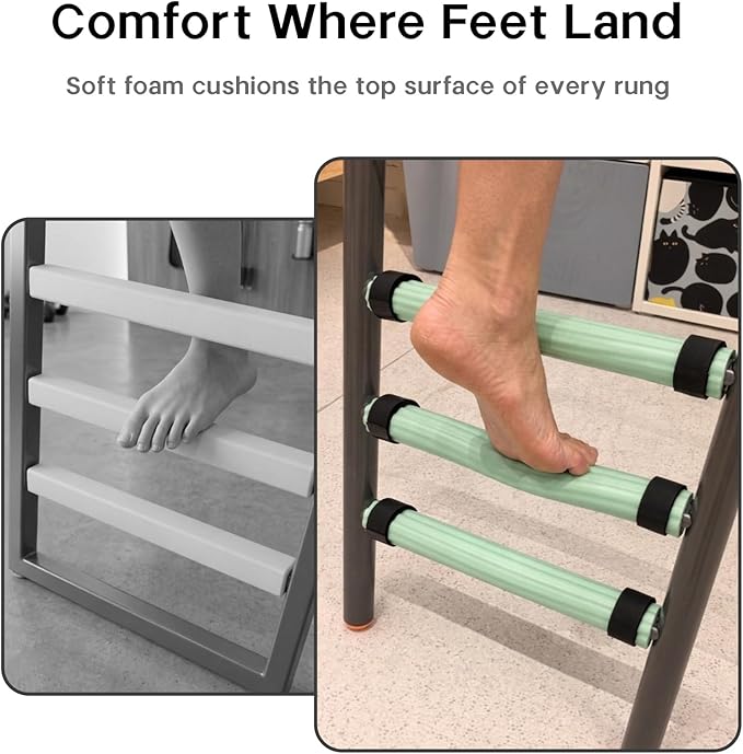 Bunk Bed Ladder Pads 6.5 Ft with 10 Adjustable Straps, Soft Foam Ladder Cover for Loft Bed, Cushioned Step Pads for Comfortable Climbing, Secure Fit, Green