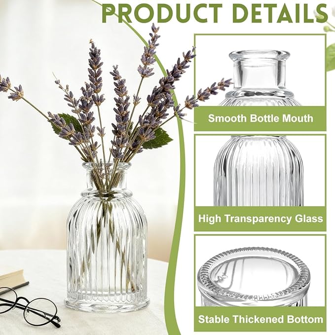 40ml/1.35oz Diffuser Bottle Glass Diffuser Jar Empty Essential Oil Glass Diffuser Bottles Aromatherapy Jar Decorative Bottles Fragrance Accessories for Crafts Decor