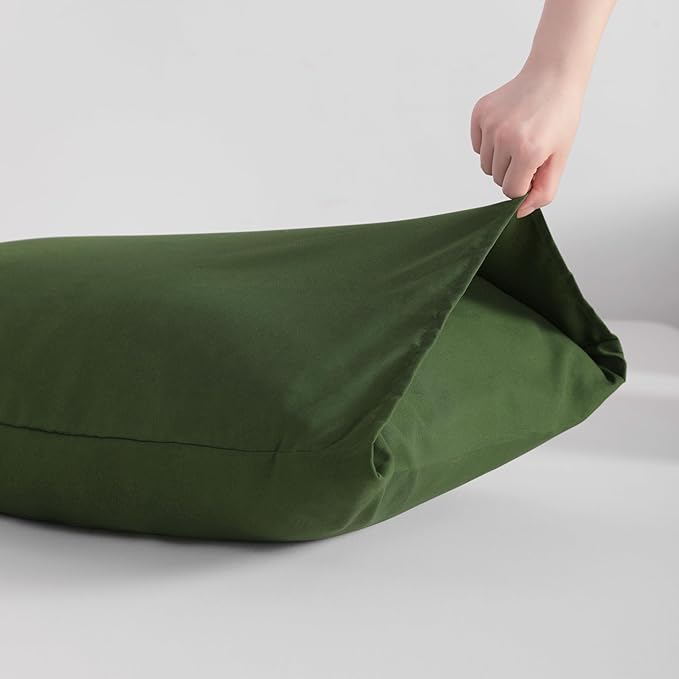 NTBAY Queen Pillowcase Set - 4 Pack Brushed Microfiber 20x30 Pillowcases - Soft, Wrinkle-Free, Fade-Resistant, Stain-Resistant, Olive Green Pillowcases with Envelope Closure - 20x30 Inches