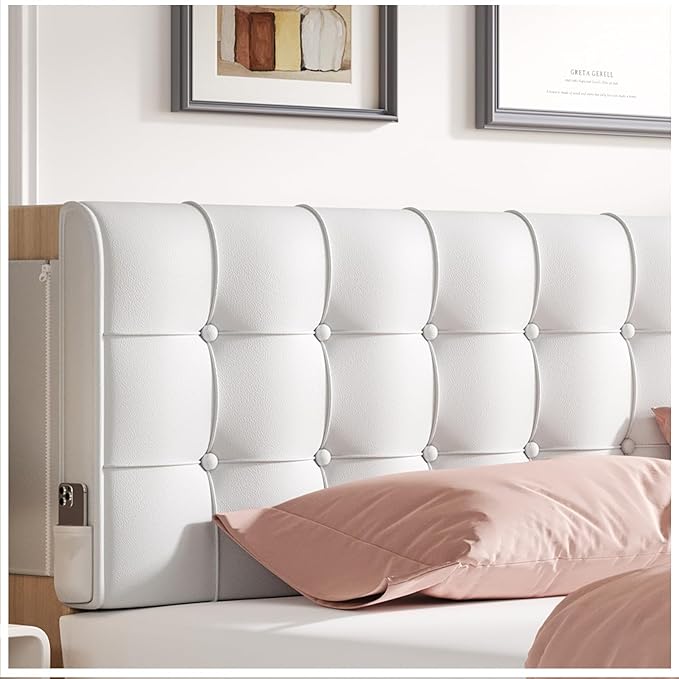 Headboard Pillow Full Size,Blue Bed Bolster Cushion Headboards Upholstered Triangle Removable Cover Back Cushions for Rest Wedge Pillows for Sitting in Bed,Peel and Stick Head Board for All-Season