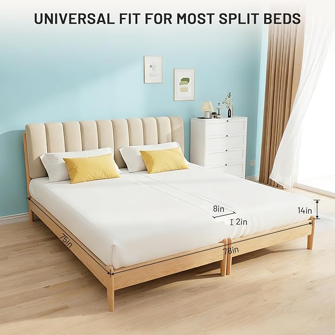 3-in-1 Fitted Sheet with Bed Bridge | Twin XL to King Converter Kit with Split King Gap Filler for Adjustable Bed,Integrated Bed Bridge Kit,White