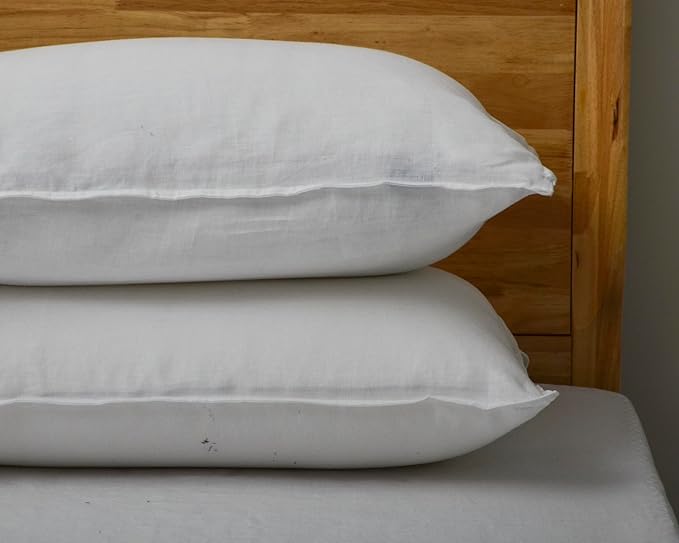 CHUFFED Linen Pillowcases 2 Pack 100% Linen Standard Pillow Cases, Breathable and Cooling Washed Pillowshams with Zipper Closure, 20x26 Inches,White