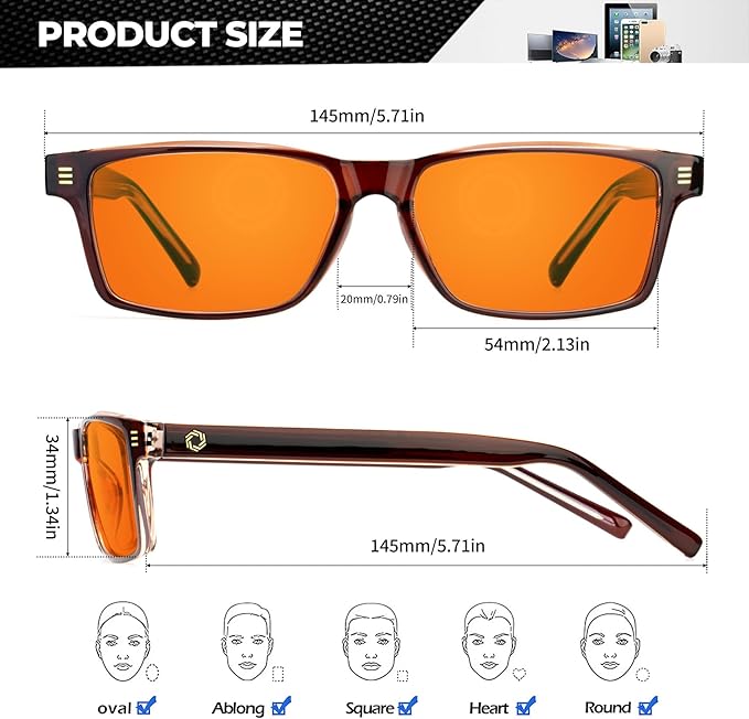ANYLUV Blue Light Glasses Men Woman, Blue Light Blocking Glasses for Computer Gaming, Eye Strain Relief Eye Protection