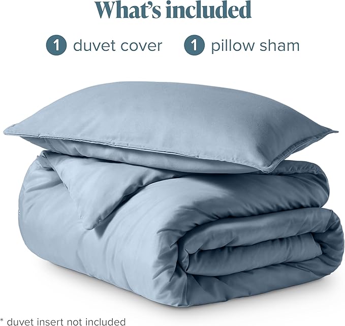 Bare Home Bedding Duvet Cover Extra Long Size - Premium 1800 Super Soft Collection - Lightweight, Cooling - Soft Breathable Bedding Duvet Cover (Twin/Twin XL, Dusty Blue)