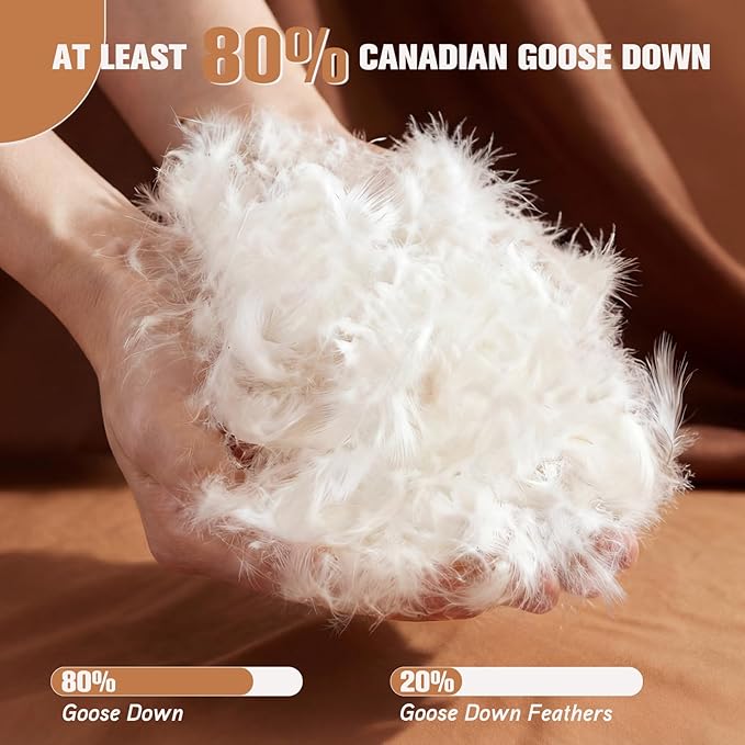 Canadian Goose Down Pillows Queen Size 80% Goose Down and 20% Goose Feathers,1650+ Fill Power White Down Pillow with 800 Thread Count Cotton Shell,Ultra Comfort Bed Pillows(White 20"x30" 1 Pack)