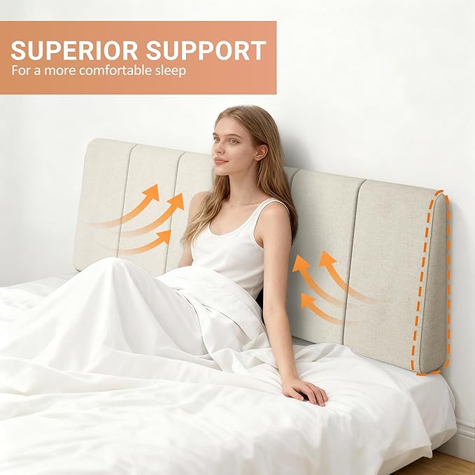 Full Size Headboard Only-No Assembly, Upholstered Headboard Full Size Linen Fabric Modern Style Headboards Extra-Thick, Beige