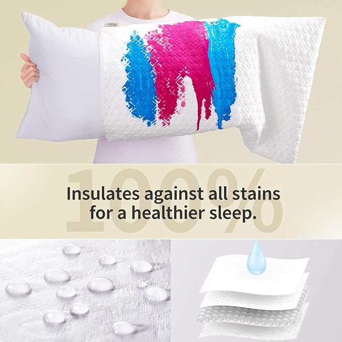 CoolShields Pillow Protector (2 Pack) King – Waterproof Zippered Pillow Covers, Hypoallergenic, Premium Pillowcase Encasement for Better Sleep