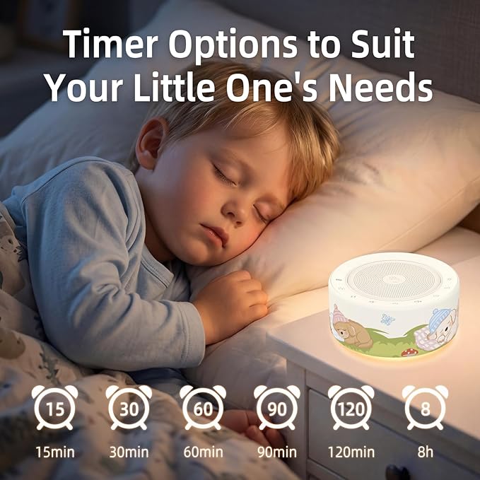 Kipcush White Noise Machine - Soft Non-Glare Nursery Lamp, 30 Soothing Sounds, 8 Color Lights, Max 8-Hour Timer for Baby & Adults (Sleepy Puppy, Standard)