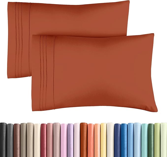 King Standard Pillow Cases Set of 2 - Soft Hotel Quality Pillowcase Covers - Comfy, Cozy & Fade Free - Wrinkle Resistant - Machine Washable Pillow Protectors - 2 Piece Set - King Standard Terracotta