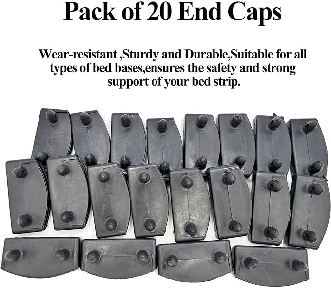 20pcs 54x9mm Black Replacement Bed Slat Plastic End Caps Holders for Holding Securing Wooden Slats Bed Base,Width 54mm x Height 9 mm (Inside Dimension)