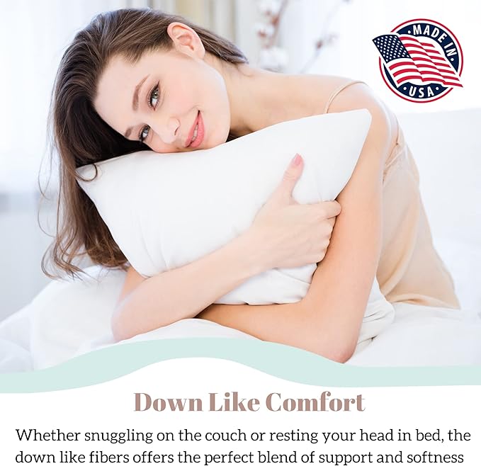 Pillowflex Synthetic Down Pillow Insert - 16x26 Down Alternative Pillow, Ultra Soft, Large Standard Rectangle, Lumbar, Back, Sleeping Pillow - 1 Decorative Pillow Form