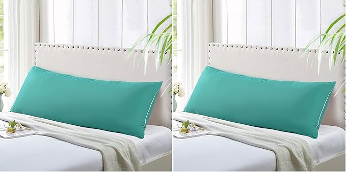 Evolive Ultra Soft Microfiber Body Pillow Cover/Pillowcases 21"x54" with Hidden Zipper Closure (21"x54" Body Pillow Cover, Peacock Blue) (Pack of 2)
