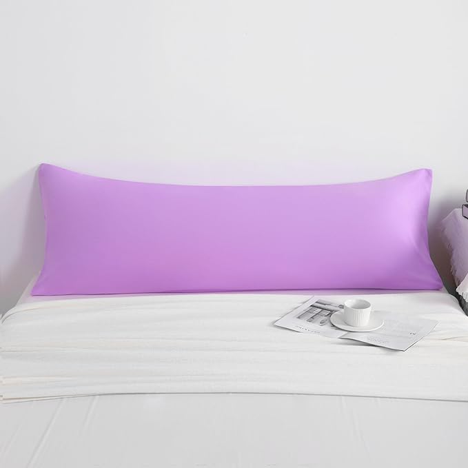 NTBAY Body Pillowcase - Brushed Microfiber 20x54 Pillowcase - Soft, Wrinkle-Free, Fade-Resistant, Stain-Resistant, Light Purple Body Pillow Cover with Envelope Closure - 20x54 Inches, Light Purple