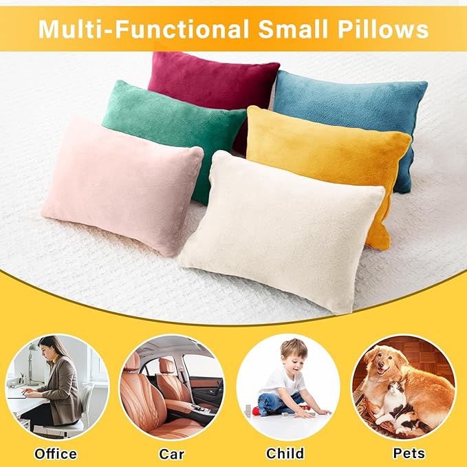 1 MIDDLE ONE 2 Pack Small Pillow, Memory Foam Mini Pillow 11 X 7 Inches for Travel, Sleeping, Nap and Neck, Knee, Lumbar Support, Tiny Cushion for Pet, Dogs (Golden Yellow)