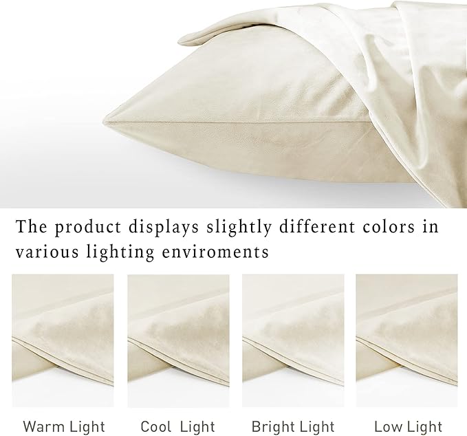 StangH Cream White Pillowcovers Bed Pillowcases Super Soft Velvet Pillow Covers Warm Pillow Protector for Babies/Hair and Skin Friendly, Set of 2, Ivory White, 20 x 30 inches