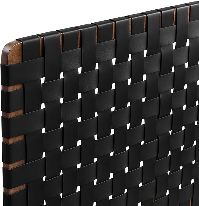 Modway Sparta Vegan Leather Weave King Headboard in Walnut Black Faux Leather King Headboard Only, Height Adjustable Headboard, Freestanding Headboard for Primary Bedroom or Guest Room