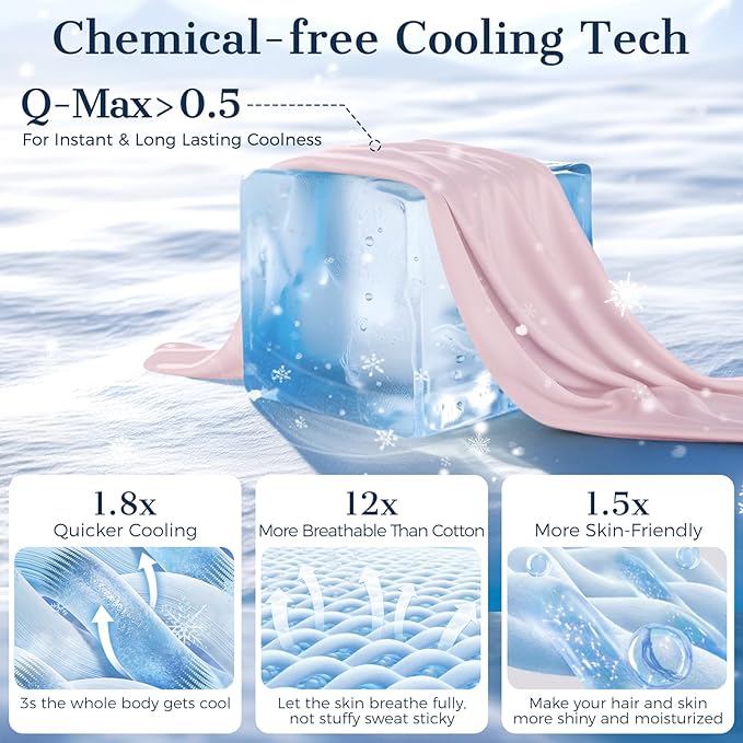 Cooling Pillow Cases 2 Pack Standard Size Cooling Pillowcases for Hot Sleeper Q-Max>0.5, Hydrates Skin & Hair, Reduces Wrinkles & Frizz, Soft Smooth Silky Pillowcases Envelope Set of 2, Pink