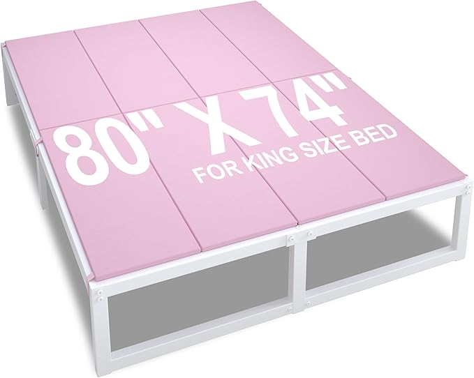 Lutown-Teen Bunkie Board King Under Mattress High-Density Polymer Mattress Support Board King Anti-Sag, Breathable, Moisture Resistant, Noise Minimizing, Pink