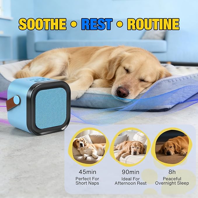 White Noise Sound Machine for Dogs, Calming Pet Anti Barking Device with Bark & Noise Detection, 20 Sounds, 7 Volume Levels, Timer, Helps Sleep & Ease Separation Anxiety, Creates Calm Space Anywhere