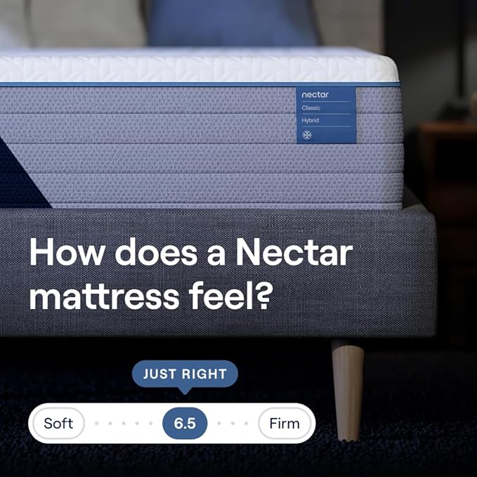 Nectar Twin XL Adjustable Base & 12” Hybrid Mattress (New Version) - Head & Foot Incline - Medium Firm Memory Foam & Coils - Cooling Layer - 3 Massage Settings - 365-Night Mattress Trial & Forever W