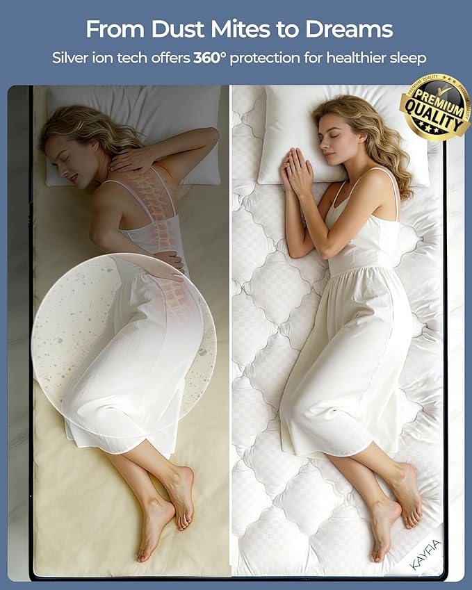4 Inch Mattress Topper King Integrated Dual Layer, 2-in-1 Cooling Gel Memory Foam Pillow Top Mattress Topper for Back Pain, King Size Silver Ion Certified Mattress Pad