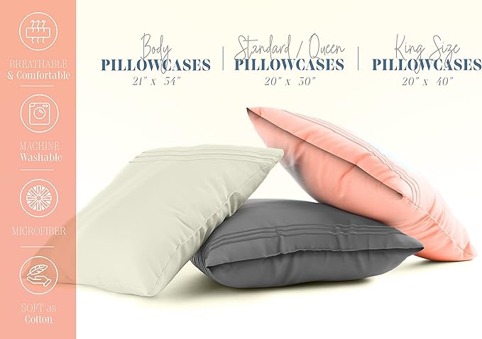 Elegant Comfort Solid Pillowcases 1500 Premium Hotel Quality Microfiber - Smooth Weave, Wrinkle and Stain Resistant, Easy Slip-On, 2-Piece Set, Standard/Queen Pillowcase, Royal Blue