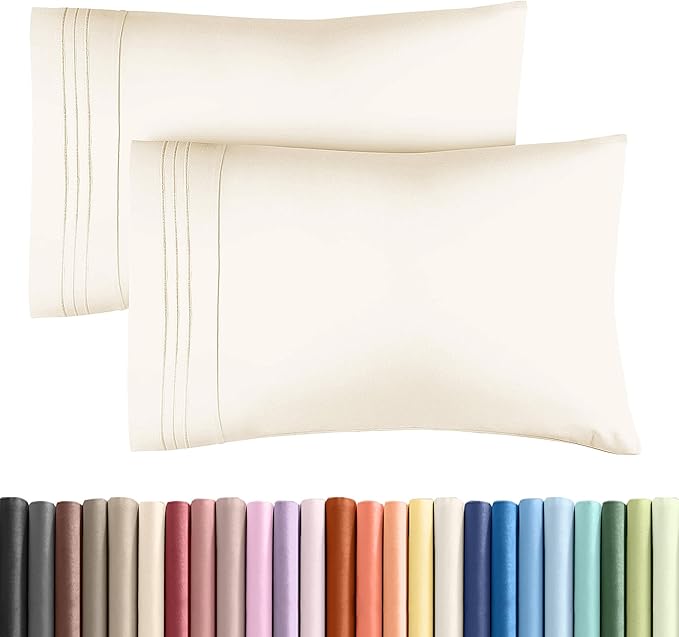 King Standard Pillow Cases Set of 2 - Soft Hotel Quality Pillowcase Covers - Comfy, Cozy & Fade Free - Wrinkle Resistant - Machine Washable Pillow Protectors - 2 Piece Set - King Standard Off White