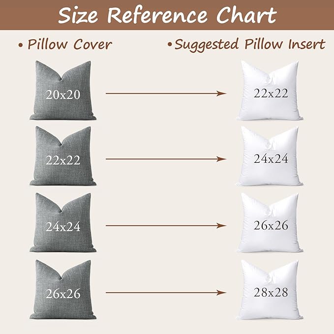 Artscope Synthetic Down Pillow Insert, 28x28 Down Alternative Throw Pillow Insert. Ultra Soft Fluffy Sleeping Pillow with 100% Cotton Cover, Decorative Pillows-White.