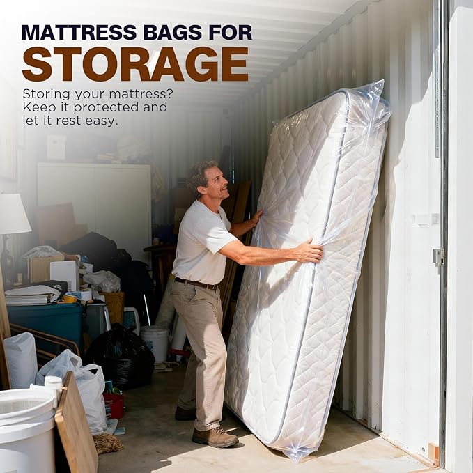 2 Pack Mattress Bags for Moving & Storage - 98" x 56" x 14'' for Twin/Full Size, Waterproof & Tear-Resistant, 2.0 MIL Heavy Duty Mattress Cover Moving Supplies