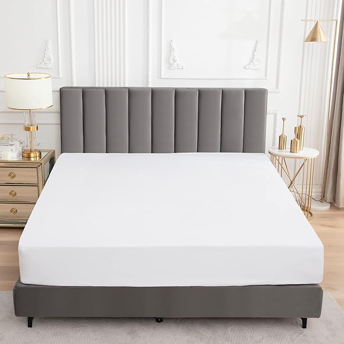 Sufdari Twin XL Mattress Protector,Waterproof Mattress Protector,Fitted Sheet Style Mattress Cover with 18" Deep Pocket,Washable and Comfortable-White,Twin XL