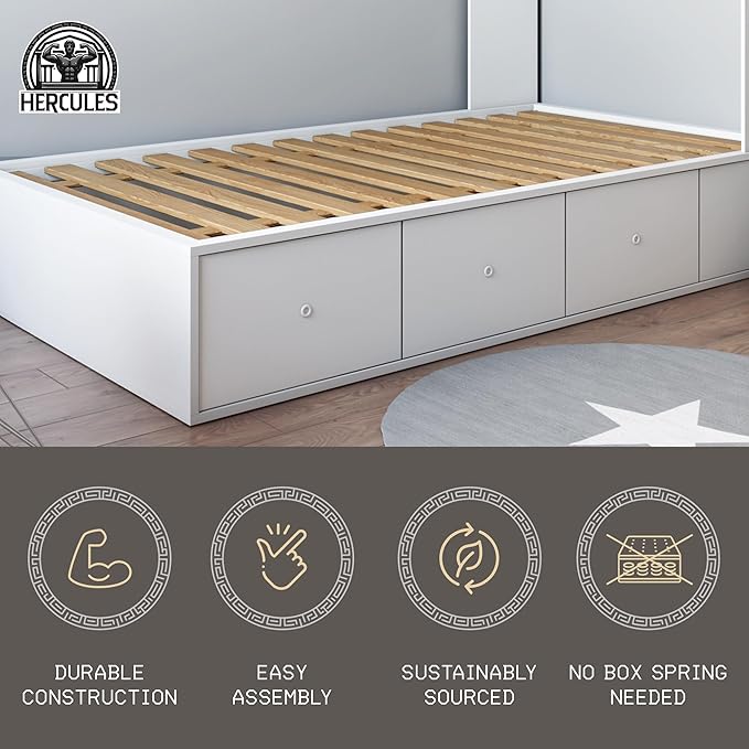 Hercules Xtreme Bed Frame Support Slats, Heavy-Duty Solid Pine Wood Bunkie Board Under Bed-Support, Wooden Support Board for Sagging, Twin Size